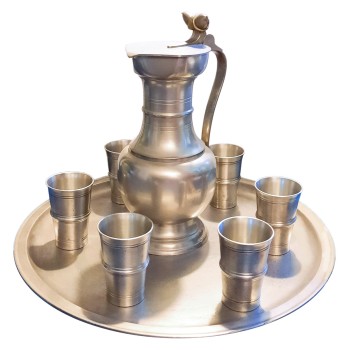 Krug, 6 Becher, Tablett